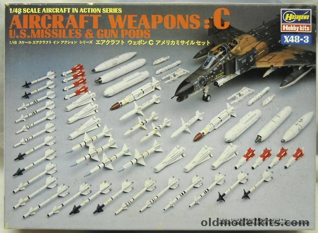 Hasegawa 1/48 Aircraft Weapons C US Missiles and Gun Pods, X48-3 plastic model kit